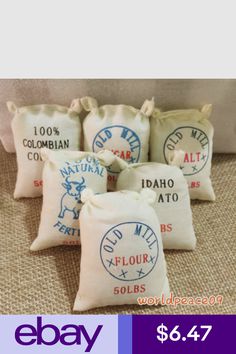 SIX 50 LBS FOOD SACKS 1:12 Scale DRY GOOD MARKET STORE DOLLHOUSE MINIATURE