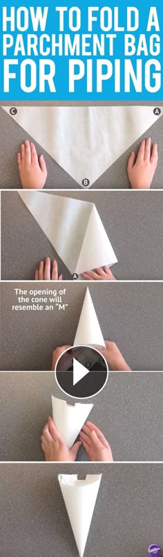 Learn how to make a piping bag out of parchment paper. Parchment paper pastry bags are perfect for cake decorating, especially piping small details, fine lines, writing without a tip, stringwork and for whenever small amounts of royal icing, buttercream or melted candy are needed.