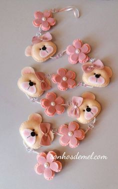 Set of 8 Felt Coasters Perfect Kitchen Decoration Pink Blossom