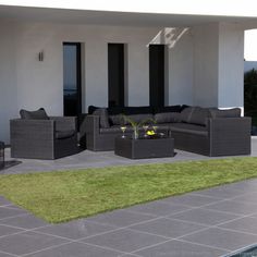 Salon de jardin bas 6 places en r sine tress e + table basse noir ... Salon de jardin bas 6 places en r sine tress e + table basse noir ...