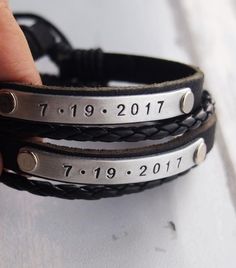 Nombre Pulsera Eric-Para Hombre Cuero Trenzado Con Grabado Pulsera-Aniversario Regalos
