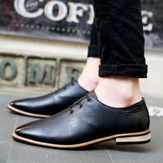 High Quality Loafers Men Oxford Leather Flat Shoes | Loafers men ... Plain Leather Loafers