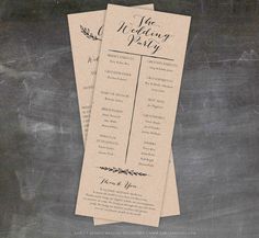 printable wedding program rustic wedding programs unique wedding