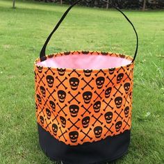 monogrammed halloween bag halloween bucket beach tote treat or trick bag sand bucket baby gift
