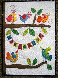 Wall Hanging Quilts fusible applique wall hanging or table runner for spring. batik Wall Hanging Quilts fusible applique wall hanging or table runner for spring. batik