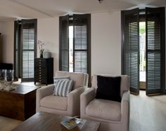 Black plantation shutters... | Georgeous Interior Decor and Awesome ... Black plantation shutters... | Georgeous Interior Decor and Awesome ...