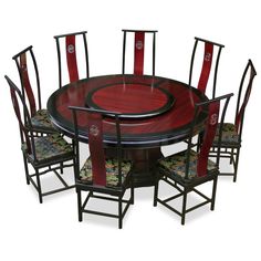 60in Rosewood Dragon Round Dining Table with 8 Chairs | Rosewood ... 60in Rosewood Dragon Round Dining Table with 8 Chairs | Rosewood ...