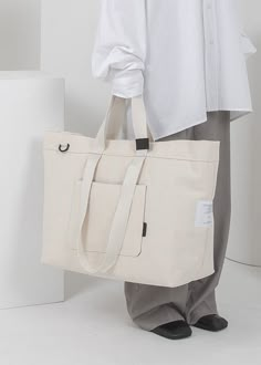 INSIDE-OUT IVORY, Tote x shoulder x cross Sacs Design, Tote Bag Design, Fabric Tote Bags, Canvas Tote Bags, Big Tote Bags, Mens Tote Bag, Canvas Bag Design, Sac Diy, Diy Bag Designs