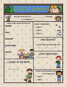 editable newsletter w a camping theme summer school camping