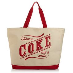 COKE COCA COLA SODA REUSABLE SHOPPING BAG TOTE RECYCLED LIVE POSITIVELY