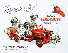 1947 TEXACO Vintage Look REPLICA METAL SIGN DALMATIAN DOG /& FIREMAN CHIEF HAT