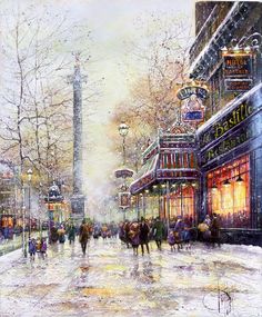 Jon Barker 2 sizes available Café De La Paix Paris Canvas Print Wall Art