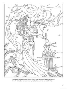 Free Frigg Norse Love Goddess Difficult Coloring Pages For Grown Ups Sketch Page