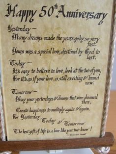50th Wedding Anniversary Poems Poem Hy 50th Anniversary Poem Under Gl Wood Wall Hanging Sign