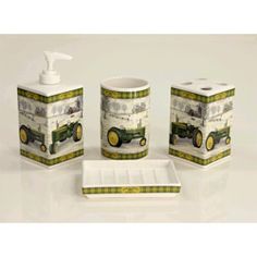 John Deere 4 Pcs Ceramic Luxury Bath Accessories Set By Antique John Deere Bath Accessories