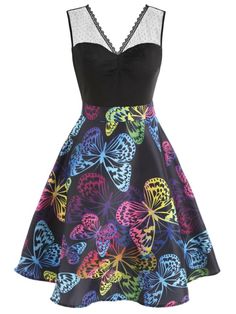 VERNASSA 50s Retro Dresses,Vintage 3//4 Sleeve Floral Audrey Knee Length A Line Dress with Belt,1950s Cocktail Party Rockailly Casual Swing Evening Dress,Multicolor,S-4XL