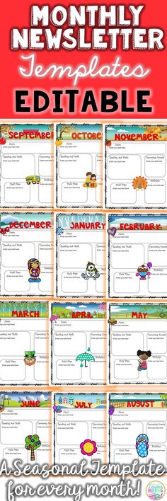 Monthly \ Weekly Newsletter Template Editable Entire Year Class - preschool newsletter template Monthly \ Weekly Newsletter Template Editable Entire Year Class - preschool newsletter template