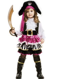 Per Bambini Pirata Costume Costume GOLDEN BUCCANEER BAMBINA Outfit Bambino Kids M