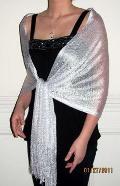 Glam Metallic Gold Silver Crochet Knit Boho Evening Stole Wrap Festival Valentin