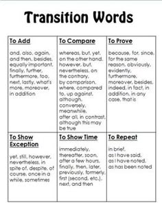 Transition words for cause and effect essay