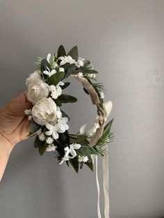 June Bloomy Rose Flower Leave Crown Bridal Halo Headband with Adjustable Ribbon