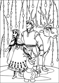 Anna Kristoff Sven And Olaf Go On A Journey To Bring Elsa Back Home Have Fun With This Amazing Disney Frozen Movie Coloring Page