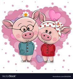 cute cartoon pig isolated on a white background animals