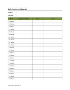 free printable appointment calendar