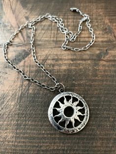 Eclipse Sun Moon Necklace with Cubic Zirconia Rhodium-plated Sterling Silver