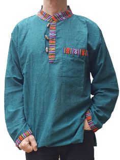 Butani fatto a mano Nepal Camicia in Cotone Kurta Festival Hippie Estate Camicia Unisex
