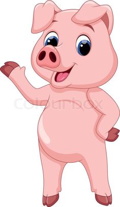 vector illustration of happy pig cartoon isolated on white