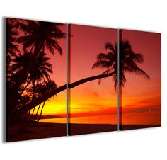 Paesaggio tropicale 4 QUADRI MODERNI ARREDO CASA UFFICIO STAMPA TELA QUADRO