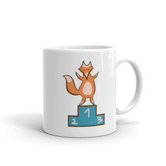 Tasse pour les futés avec un joli design d'un renard sur un podiu…