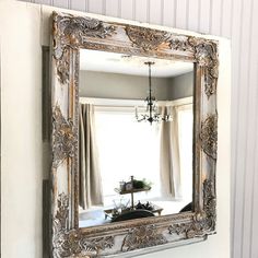 Aqua Blue Shabby Chic Mirror With Gold Hallstrom Home Shabby Chic Wall Mirror Bathroom White Gold Distressed Vanity French Country Ornate Custom