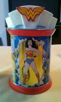 DC Comics Super Heroes Superman Batman Wonder Woman Ceramic Cookie Jar UNUSED