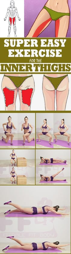 Super Easy Exercise for the Inner Thighs fat burning excercise Fitness Del Yoga, Butt Workout, Easy Workouts, Fitness Diet, Workout Plan