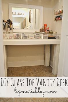 DIY Glass Top Makeup Vanity Desk | Organizing, Makeup vanity desk ... DIY Glass Top Makeup Vanity Desk | Organizing, Makeup vanity desk ...