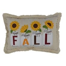 Fall Jars with Flowers Pillow by cutest fall throw pillows