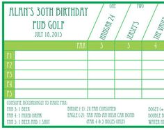 Bar Golf Scorecard Template - FREE DOWNLOAD