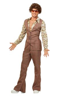 Mens Orange Retro 1980S Chenille Tracksuit 80S Fancy Dress Costume Outfit