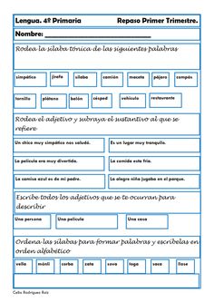 Recursos educativos; Fichas de lengua para Cuarto de Primaria Hoy os ... Recursos educativos; Fichas de lengua para Cuarto de Primaria Hoy os ...