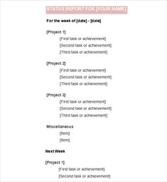 weekly report formats