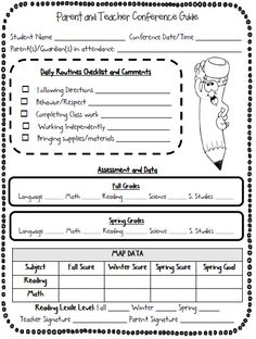 27 best conferences images on pinterest preschool classroom and conference sheet for teachers