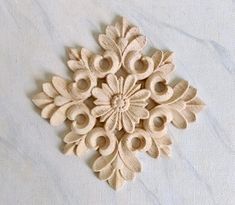 Applique Lot of 2 Solid Hardwood Round Rosette