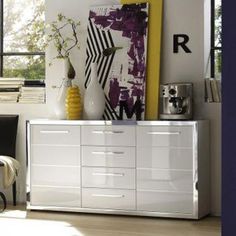 Ego Modern Sideboard In White With High Gloss Fronts And 2 Doors