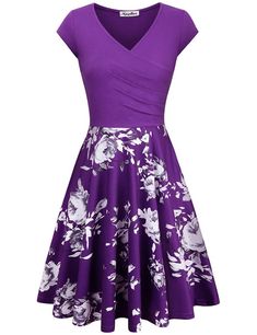 Jouica Womens Short Sleeve Floral Dress Loose Maxi Dresses Casual Maternity Dress with Pockets