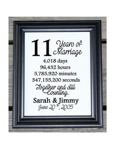 16th Wedding Anniversary Gifts 16 Years Married Together 11th Wedding Anniversary Cotton Print By Cottoncelebrations 11 Year Gifts For Wife