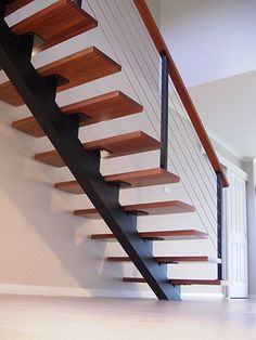 Browse photos of staircases and discover design and layout ideas to inspire your own staircase remodel, including unique railings and storage options. #metalstairs Stair Railing Design, Stair Handrail, Stair Decor, Railing Ideas, Diy Stair, Handrails, Open Stairs, Loft Stairs, Floating Stairs