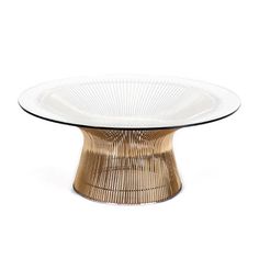 Nuevo Living Rosa Coffee Table Coffe Sculptural Flared Rod Coffee Table Base In A Polished Gold With Beveled Edge Tempered