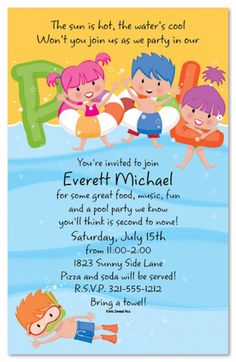 swimming party invitation template